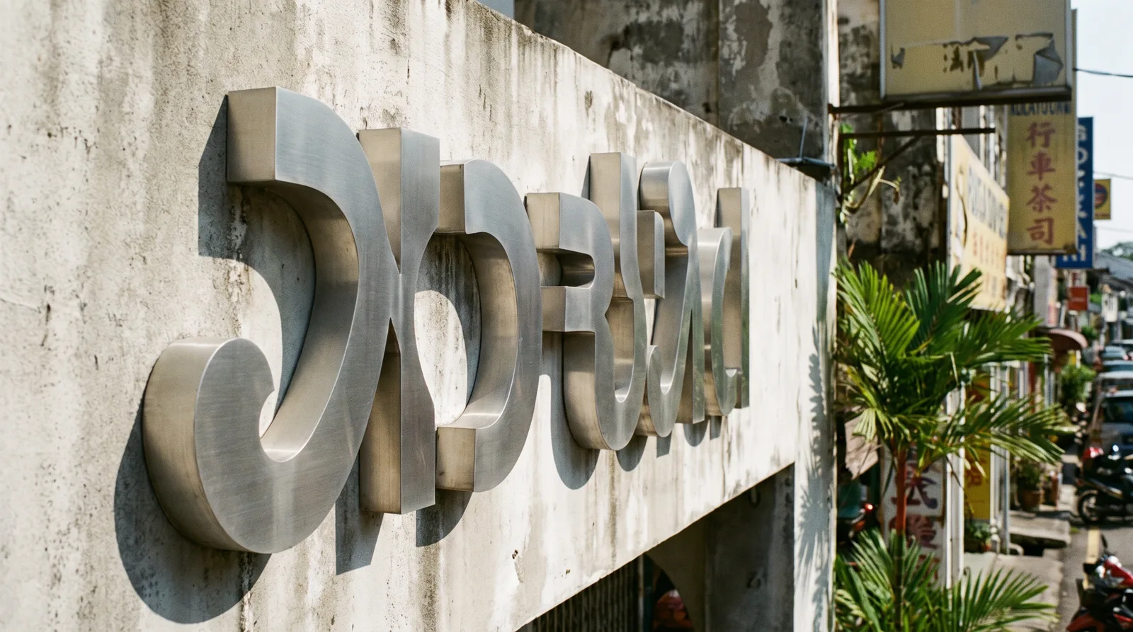 Close-up of 3D box-up channel letters showing letter height and return depth on a shopfront fascia
