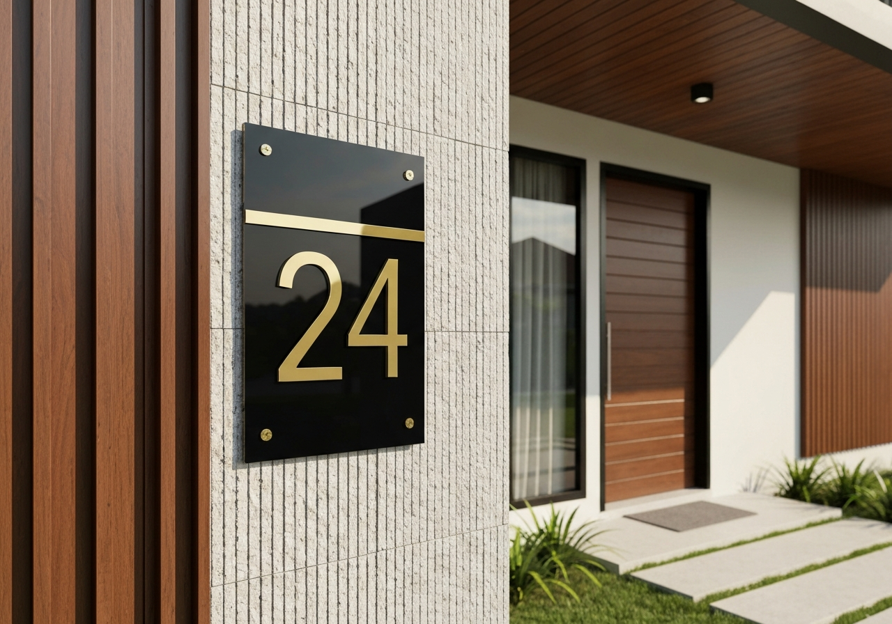 Custom Acrylic House Number Plate, Installed