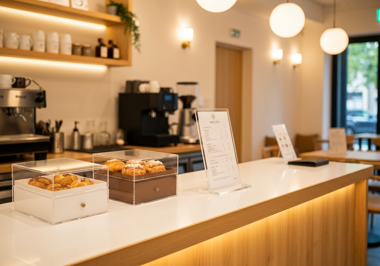 Branded Acrylic Cafe Displays Branded Acrylic Cafe Displays