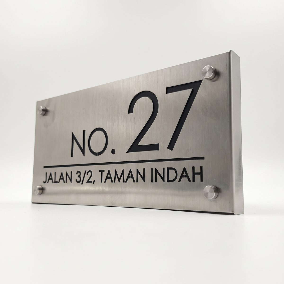 Plat Nombor Rumah Laser Keluli Tahan Karat 304 Reka Bentuk Moden Unik