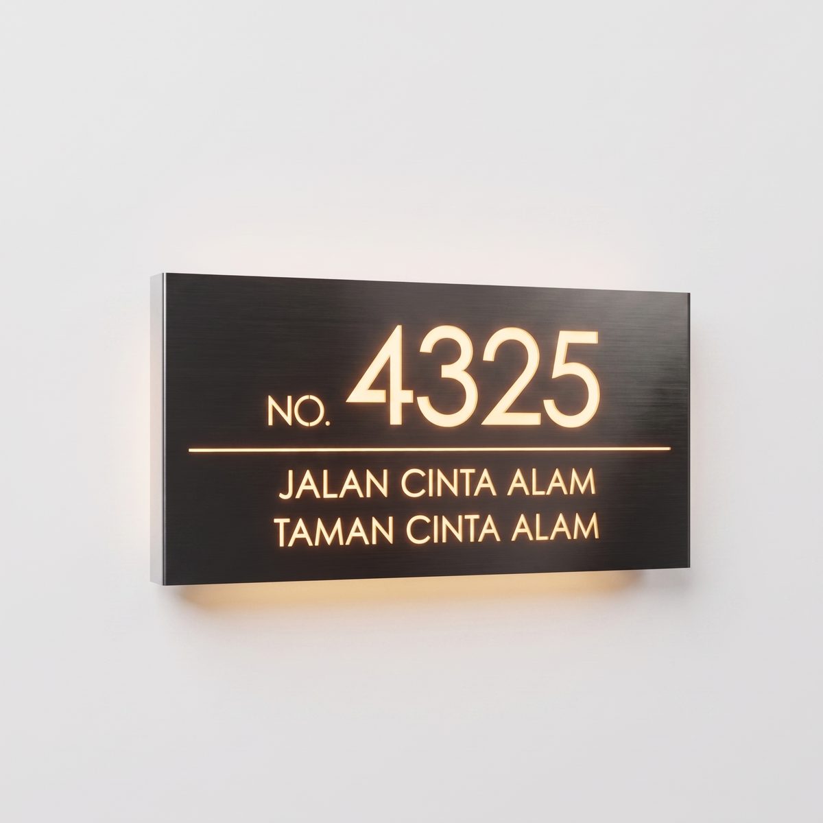 Plat Nombor Rumah LED | Tanda Alamat Backlit Keluli Tahan Karat 304 (Nombor Rumah LED Outdoor)