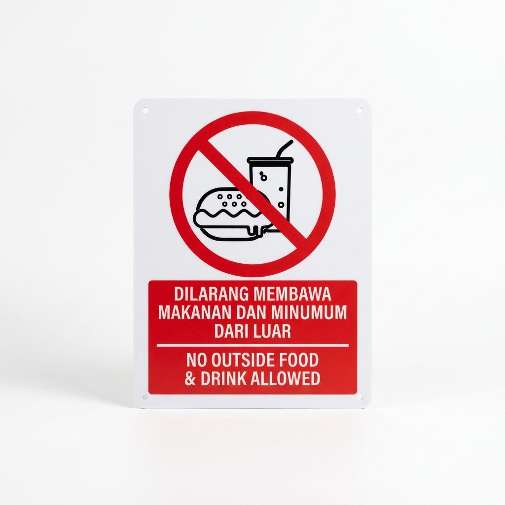 禁止携带外食外饮告示牌 Dilarang Membawa Makanan Dari Luar | No Outside Food & Drink — 1.5mm PVC HIPS