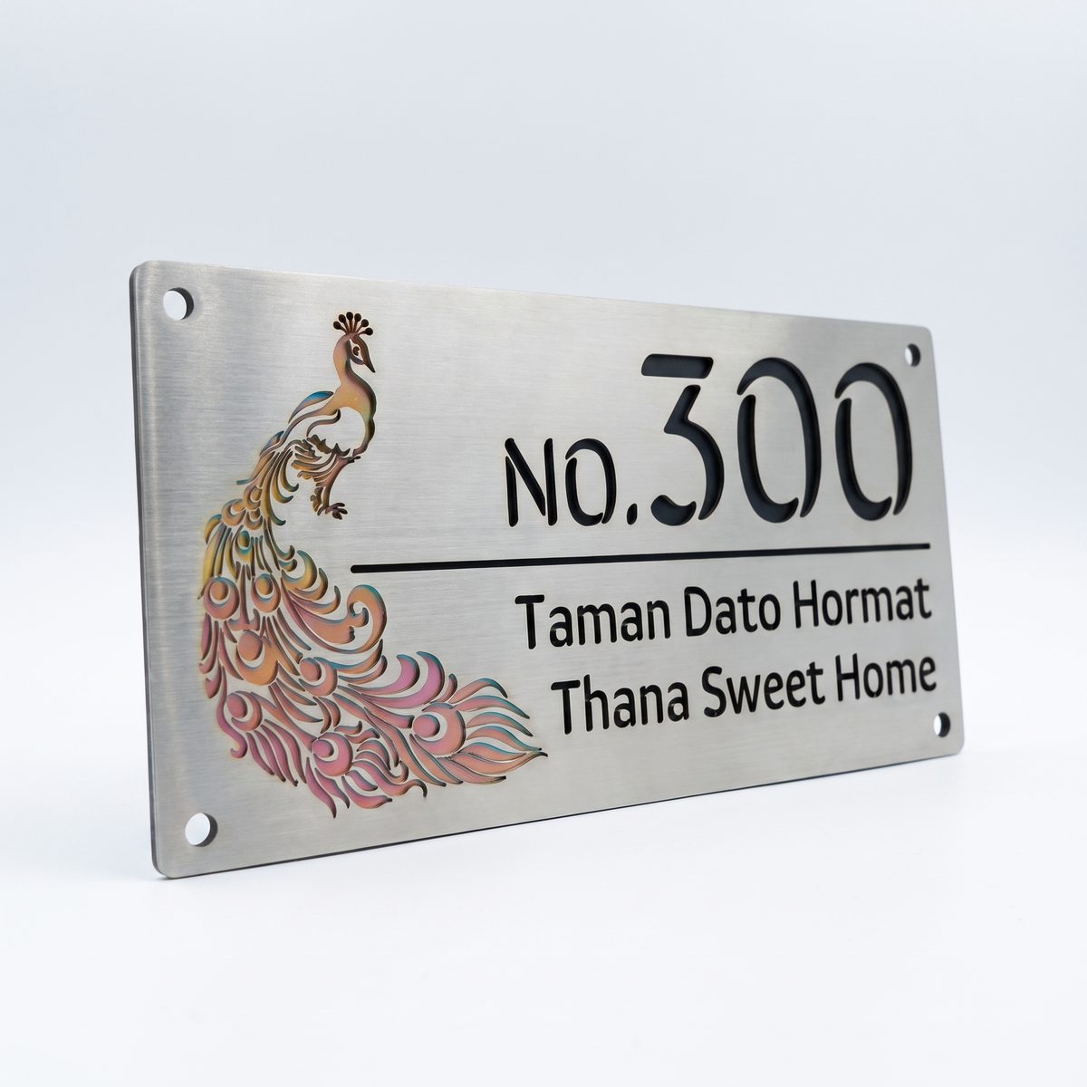 (Tukar Warna) Plat Nombor Rumah Keluli Tahan Karat Merak Moden/Rumah Nombor Plat/வீட்டு எண்