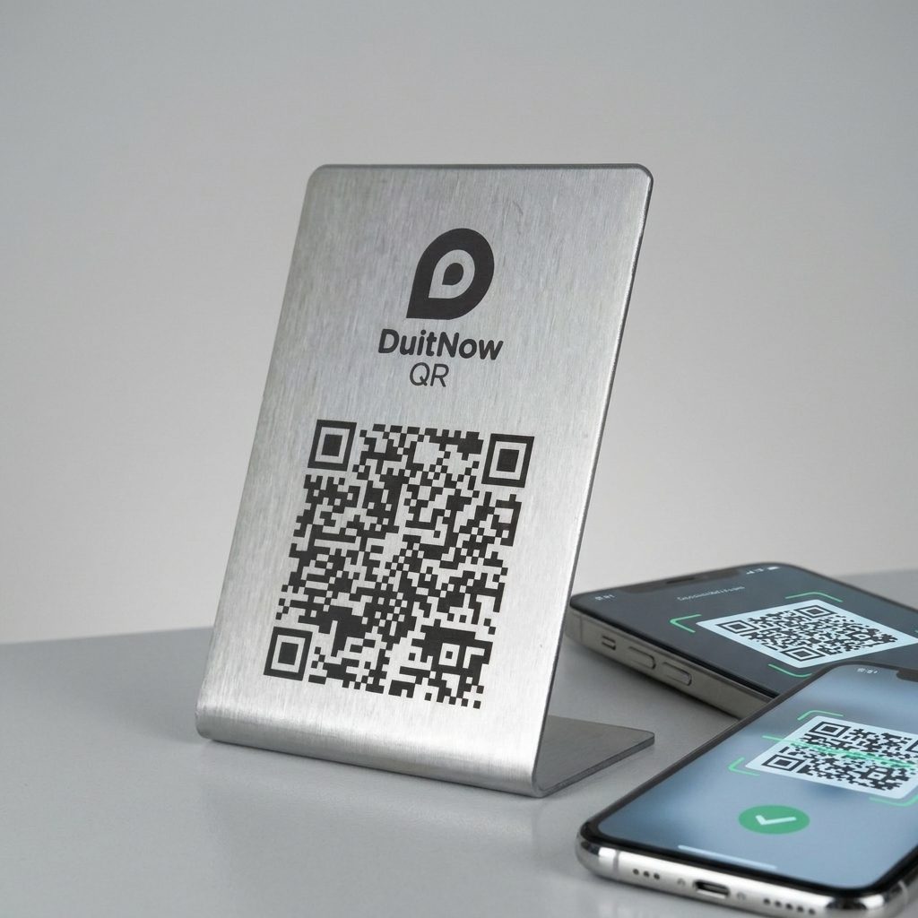 Penyangga Kod QR DuitNow Keluli Tahan Karat