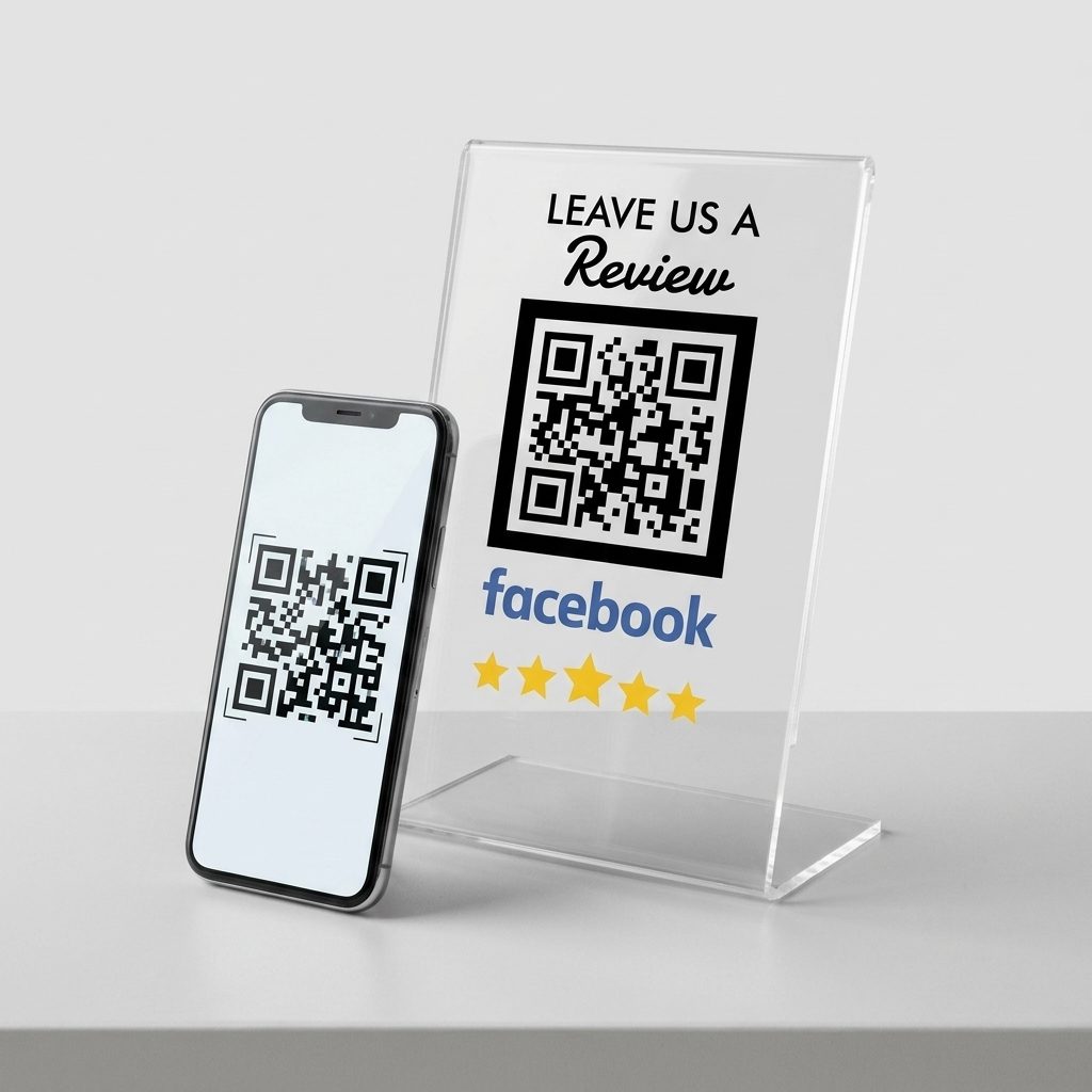 Penyangga Kod QR Ulasan 5 Bintang