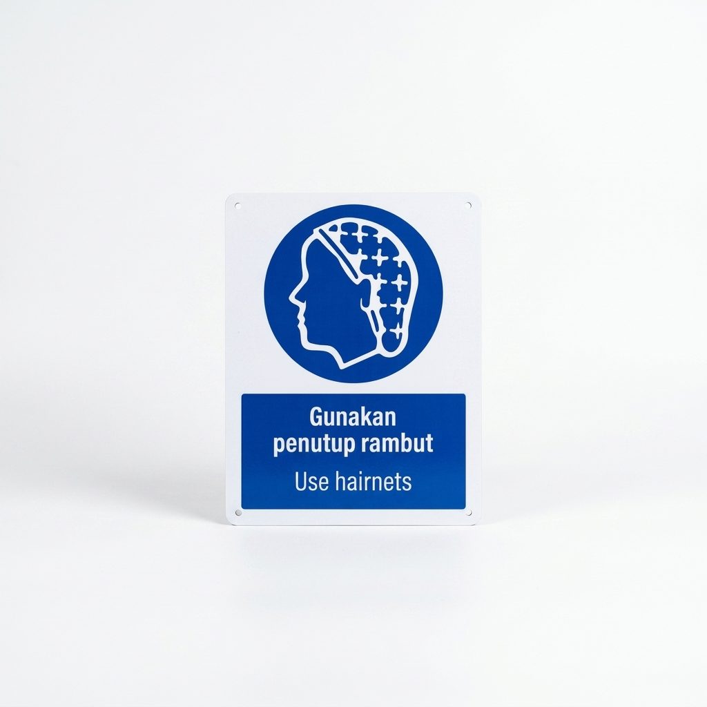 必须戴发网强制标志 Gunakan Penutup Rambut | PPE安全标志 — 1.5mm PVC HIPS