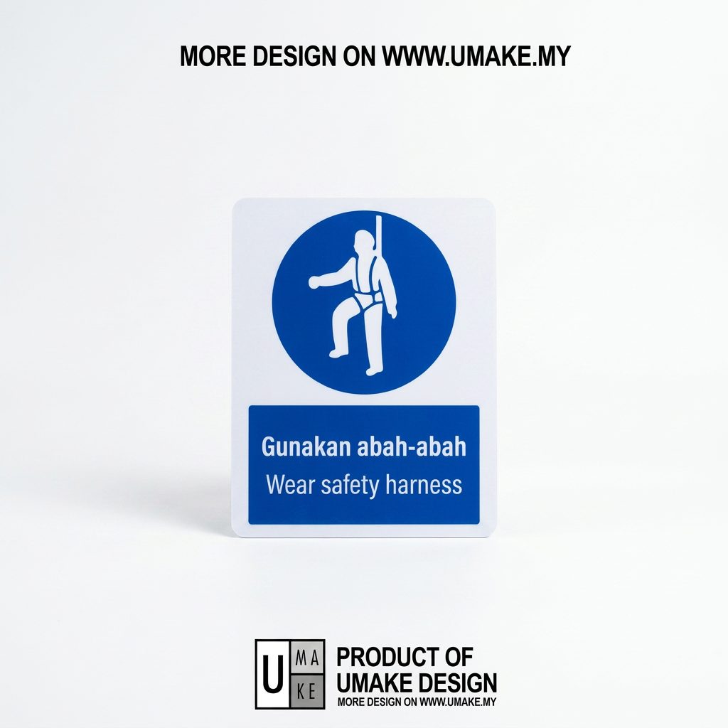 必须佩戴安全带强制标志 Gunakan Abah-Abah | PPE高空防坠标志 — 1.5mm PVC HIPS