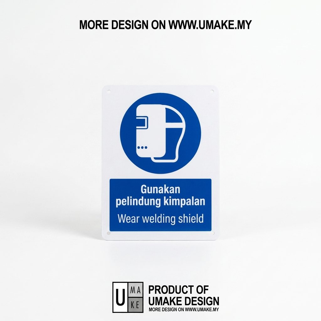 必须使用焊接面罩强制标志 Gunakan Pelindung Kimpalan | PPE安全标志 — 1.5mm PVC HIPS