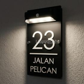 (SOLAR + LED) Customize SOLAR HOUSE NUMBER PLATE Doorplate Number Light Home Door Tanda Rumah Lampu