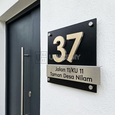Plat Nombor Rumah Keluli Tahan Karat 3D Moden Tanda Alamat Logam Tanda Rumah Nombor Rumah Besi 不锈钢门牌 (Tersuai Sepenuhnya)
