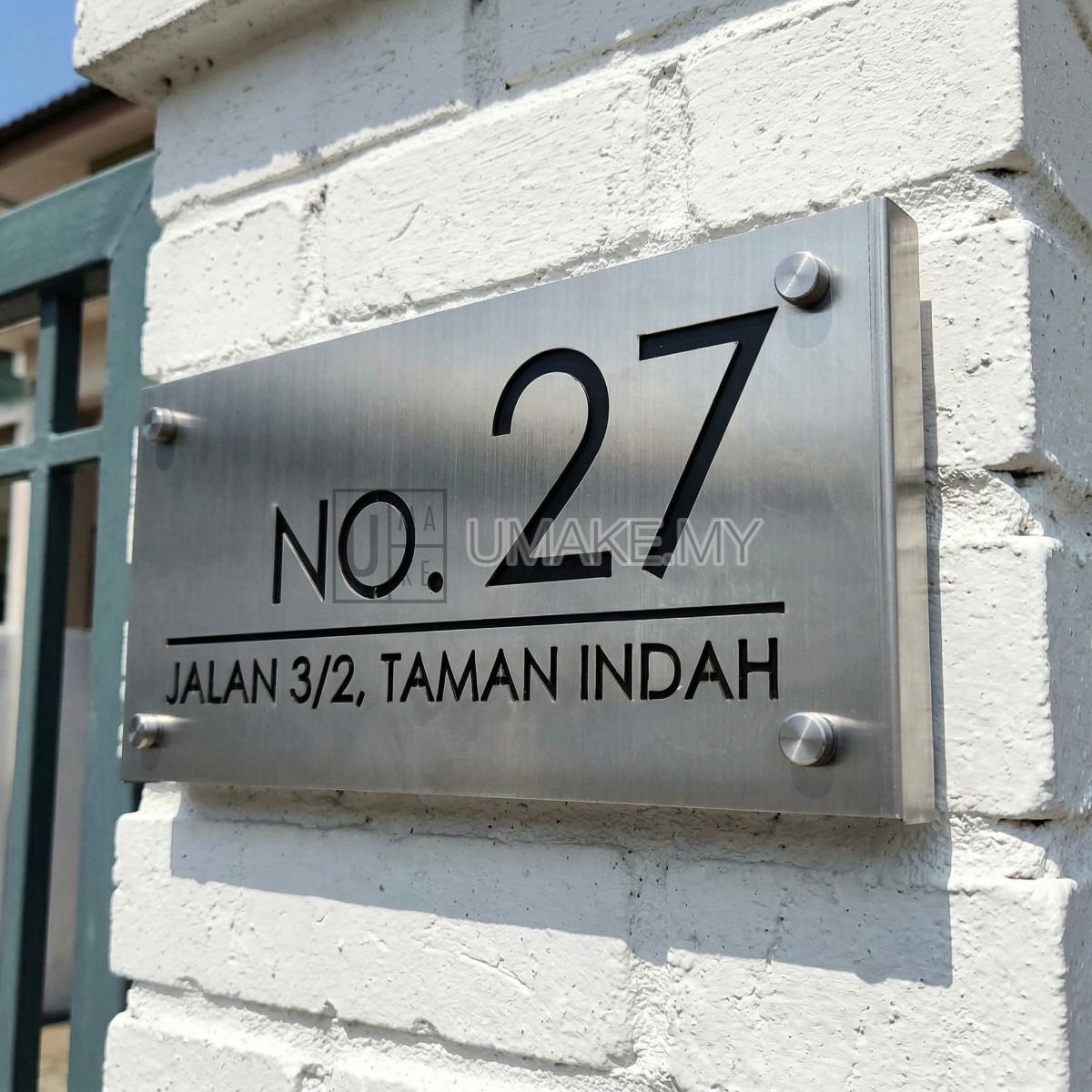 Plat Nombor Rumah Laser Keluli Tahan Karat 304 Reka Bentuk Moden Unik