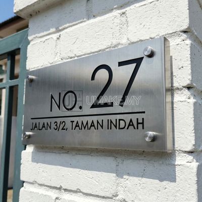 Plat Nombor Rumah Laser Keluli Tahan Karat 304 Reka Bentuk Moden Unik