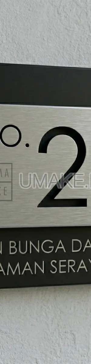 UMAKE Custom made Stainless Steel House Plate Address Nombor Rumah Tanda Rumah门牌 Modern Metal 3D Boxed House Number Fold