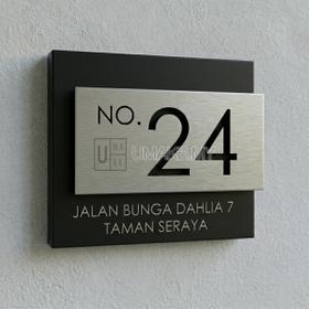 UMAKE Custom made Stainless Steel House Plate Address Nombor Rumah Tanda Rumah门牌 Modern Metal 3D Boxed House Number Fold